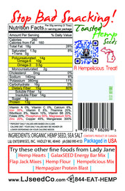 (4.2oz Bag) TOASTED HEMP SEEDS w/ SEA SALT-Hemp Food Products-ladyjaneseedco-Lady Jane Gourmet Seed Company