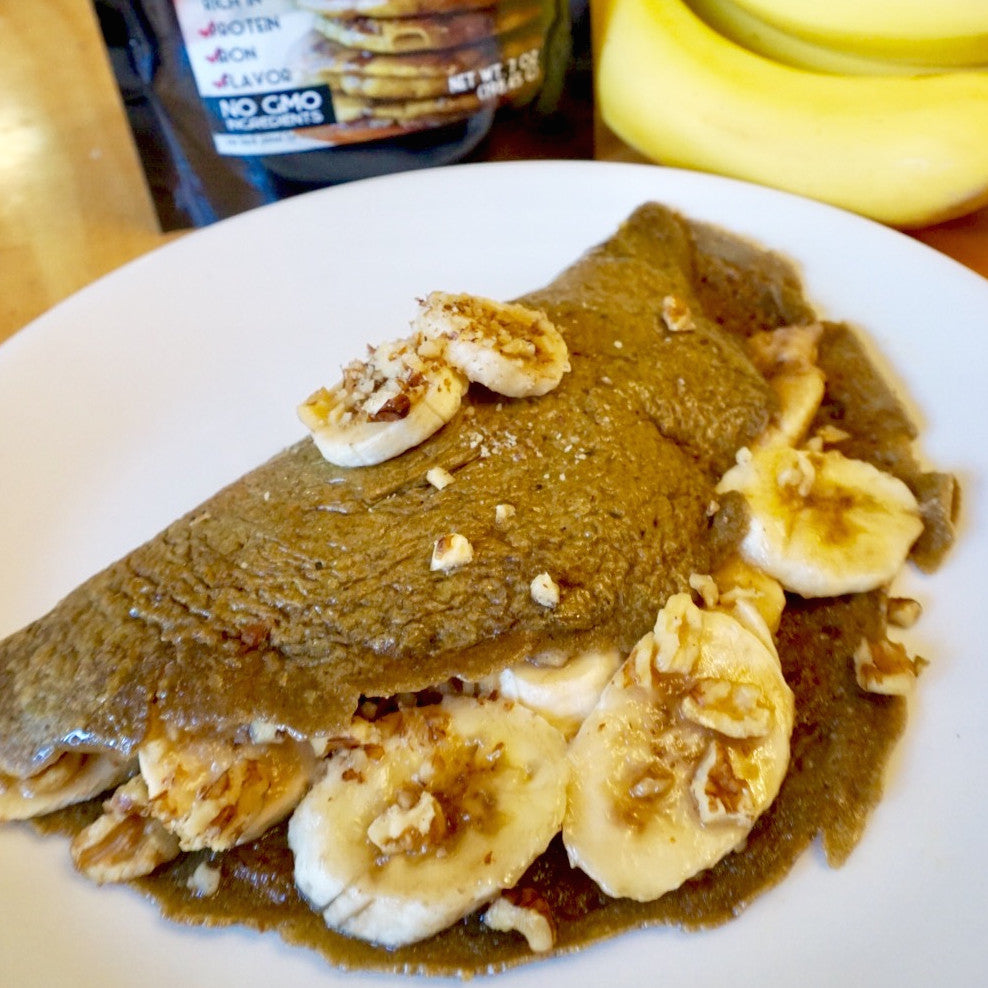 banana crepe made with hemp based pancake mix